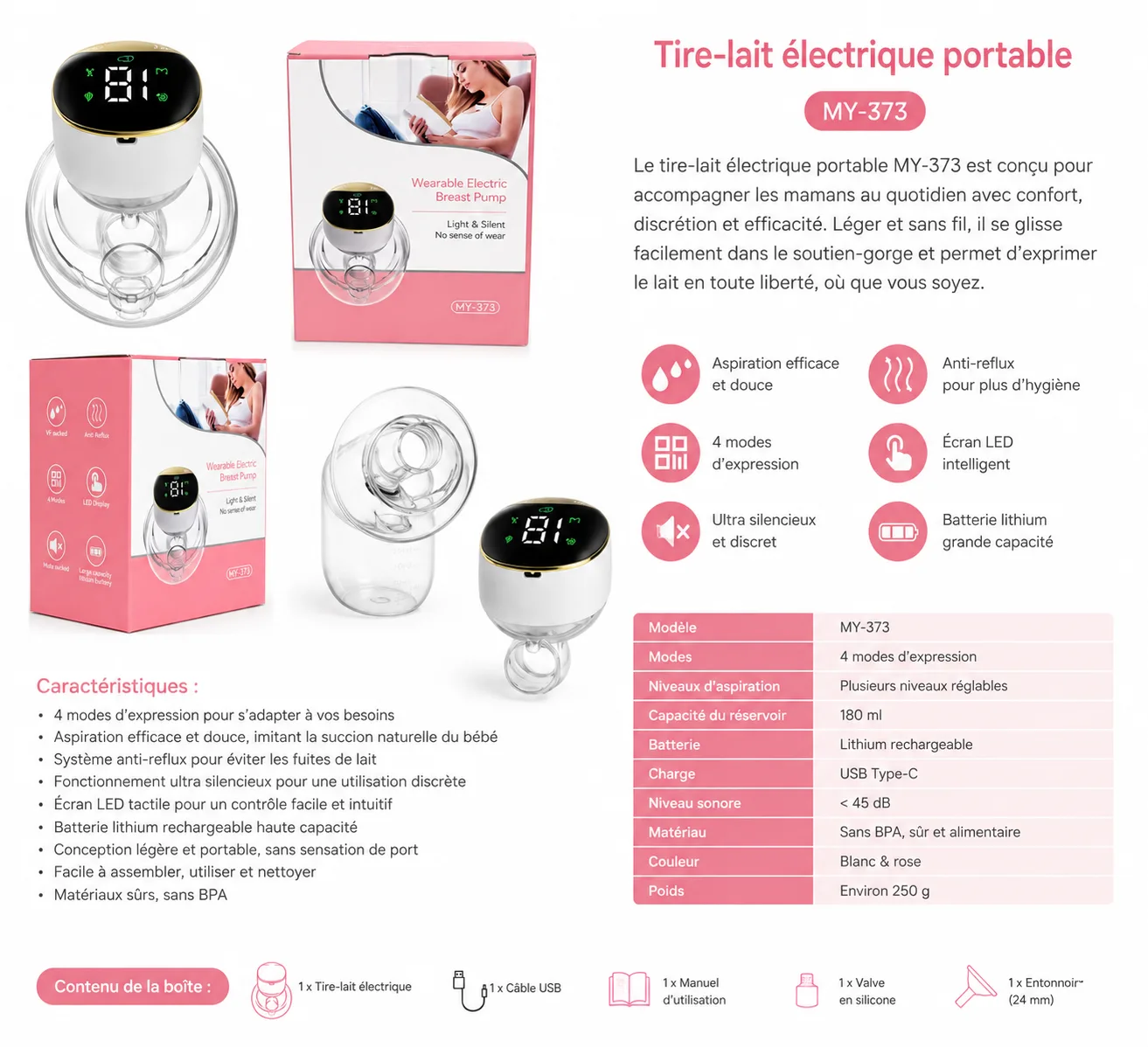 Tire-lait électrique portable MY-373