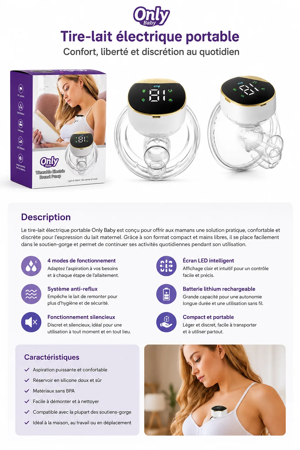 Tire-lait électrique portable Only Baby